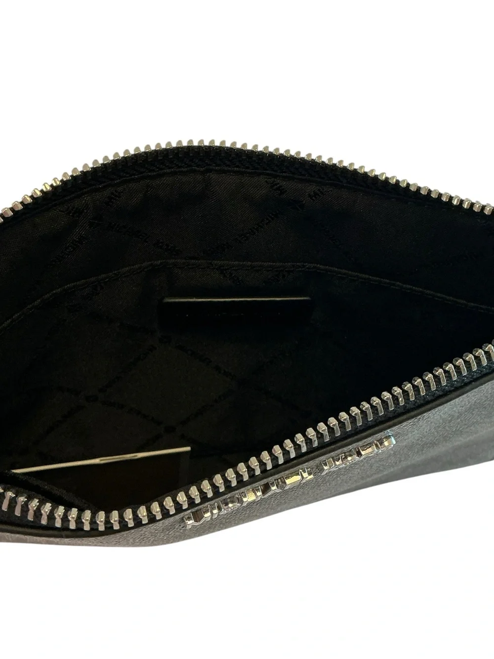 Michael Kors Jet Set Travel XL Zip Clutch Wristlet Black/Dark Gray MK Logo